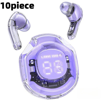 New Crystal TWS Earbuds ENC Audifonos Wireless Earbuds Led Digital Display Transparent Case TWS Earphone