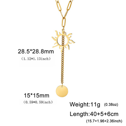 Lucktune Sun Moon Pendant Clavicle Chain Necklace Stainless Steel Bohemian Choker Necklace for Women Fashion New In Jewelry Gift