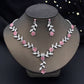 Rhinestones Flower Choker Necklace Earrings Set for women bridal Wedding Party Jewelry Set Fashion