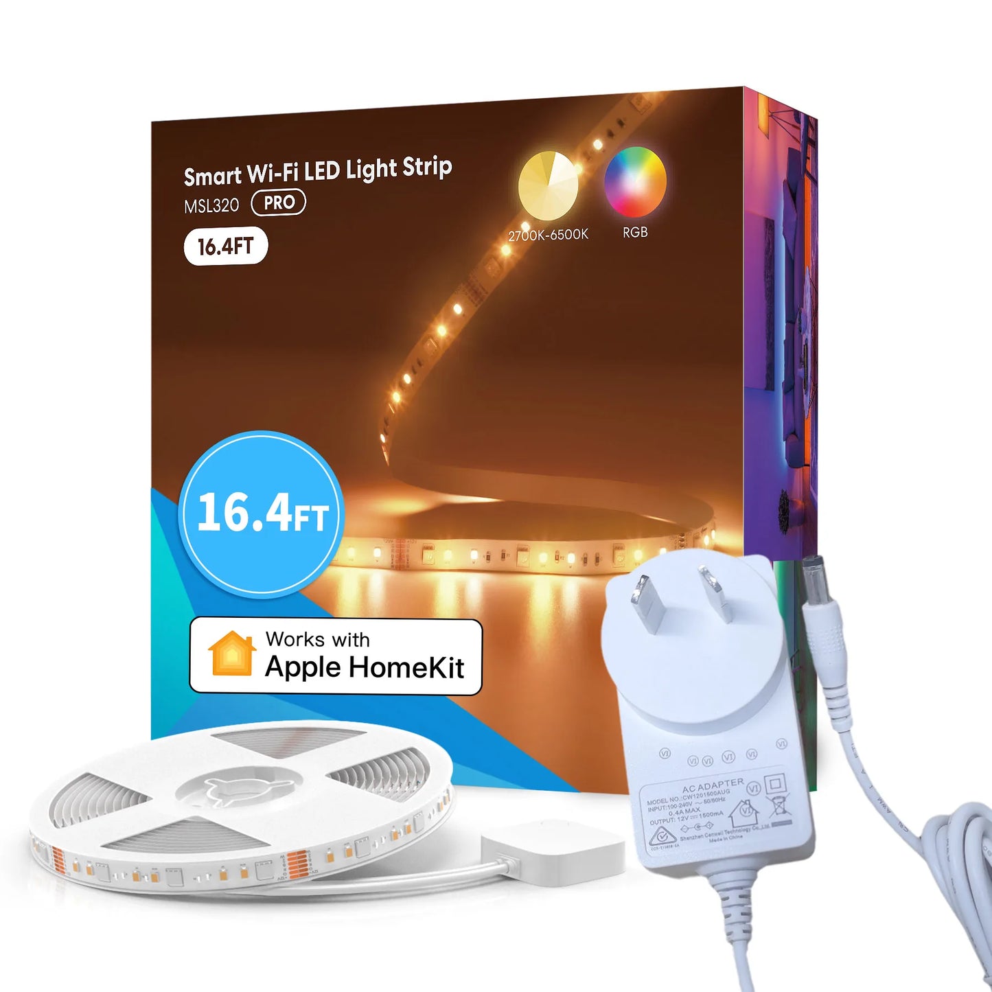 Meross Wi-Fi Smart Light Strip WiFi Tunnable RGBCW Lighting US/EU Version Support HomeKit Alexa Google Assistant SmartThings 5M