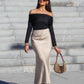 TRAFZA Women Fashion Skirts New Solid Satin Silk Texture Tight Skirt Woman Beach Style Chic And Elegant Women's Mermaid Skirt