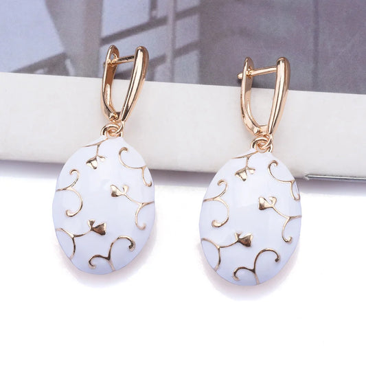 2025 New Fashion Black White Enamel Drip Oil Metal Alloy Hanging Earrings Women Indian Statement Vintage Earring Jewelry
