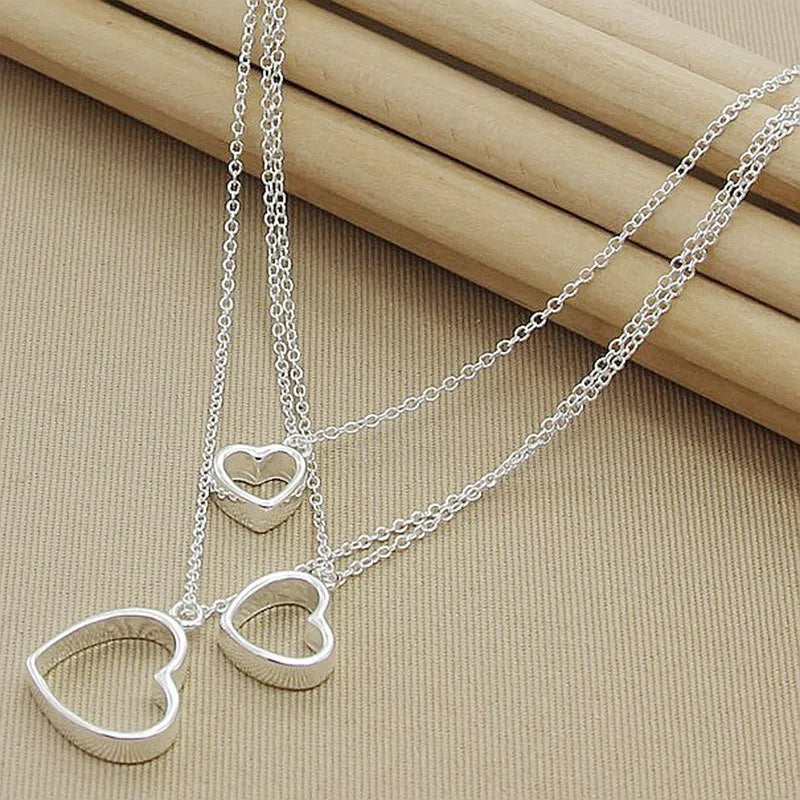 Conjunto de joyería de moda para mujer, de plata de ley 925, ideal como regalo de San Valentín, collar, pulsera y pendientes para novia o boda.