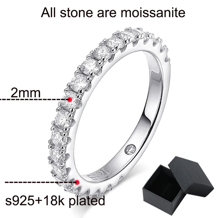 Smyoue 18k Plated 0.6-4.2CT All Moissanite Rings for Women Sparkly Luxury Wedding Diamond Band 925 Sterling Silver Jewelry GRA