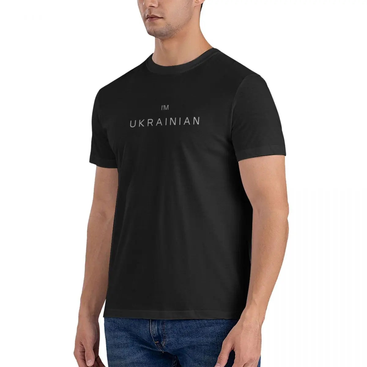 T-shirt imprimé « Je suis ukrainien » ajusté, classique, ample, tendance, pour homme et femme, noir