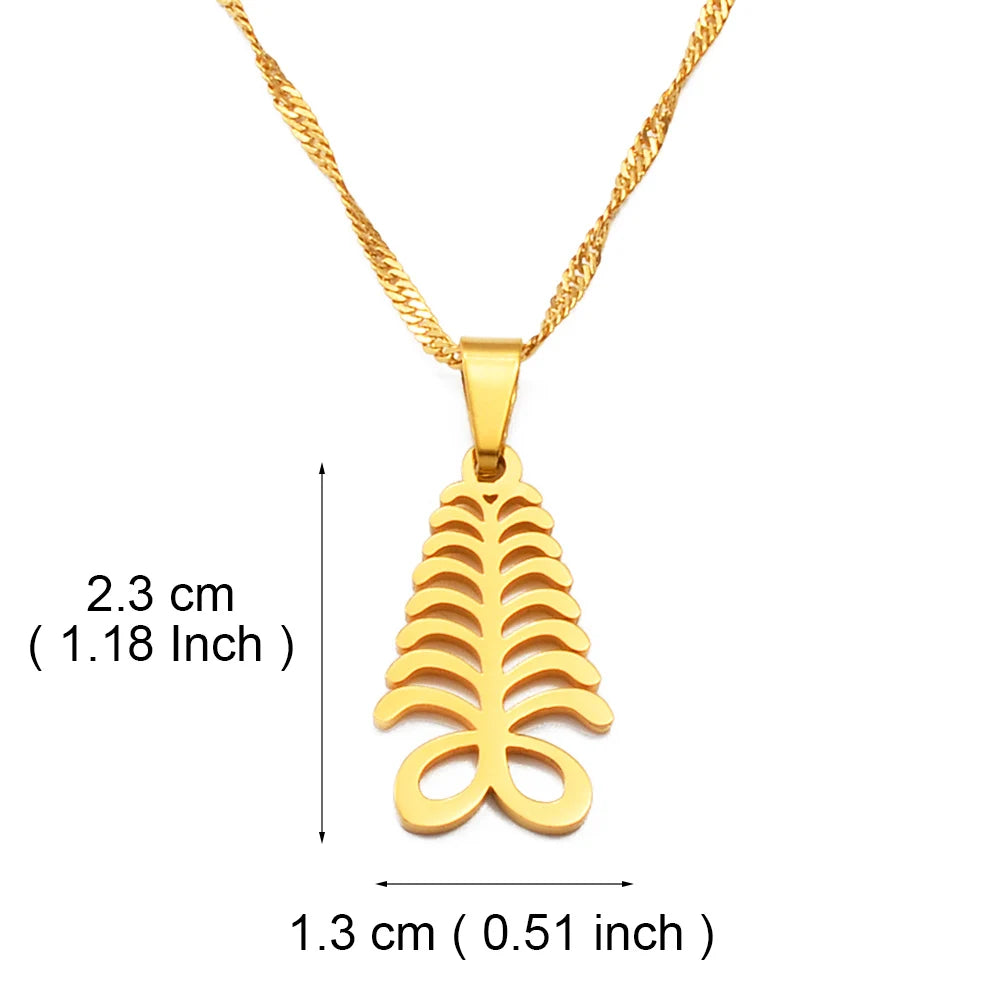 Anniyo African Symbol Pendant Necklaces Gold Color/Silver Color Ghanaian Gye Ethnic Jewelry Traditional Accessories #125321