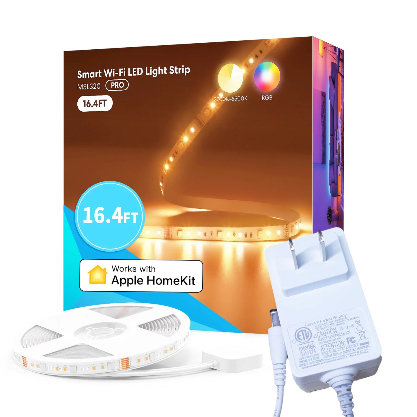 Meross Wi-Fi Smart Light Strip WiFi Tunnable RGBCW Lighting US/EU Version Support HomeKit Alexa Google Assistant SmartThings 5M