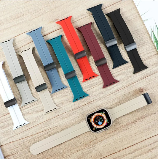 Correa magnética para Apple Watch Ultra 2 (49 mm, 45 mm, pulsera de silicona para iWatch Series 9, 8, SE, 7, 5, 3, 44 mm, 45 mm, 40 mm, 41 mm, 42 mm y 49 mm)