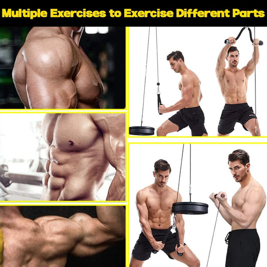 Système de poulie et câble de fitness à monter soi-même, accessoire de gymnastique réglable de 2,5 m, équipement d'entraînement pour les bras, les biceps, les triceps et les mains