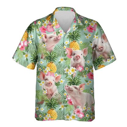Funny Men's Shirt Animal Pig 3D Printed Beach Cute Pet Graphic Shirts For Men Clothes Casual Hawaiian Surfing Short Sleeve