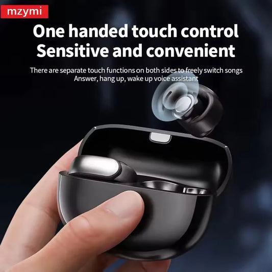 Mzymi V12 Ear Clip Earbuds Bluetooth5.3 Waterproof Sport Earphone TWS ENC Noise Reduction Headphone HiFi Stereo HD Call Headset
