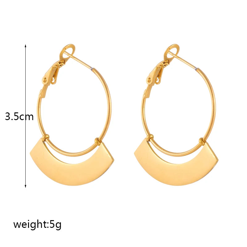 DIEYURO 316L Stainless Steel Gold Color Geometric Drop Earrings For Women Girl Fashion Waterproof Ear Jewelry Gift Party Wedding