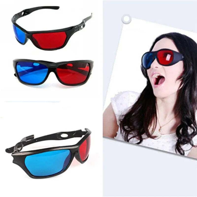 Universal 3D Plastic Glasses Red Blue Black Frame For Dimensional Anaglyph TV Movie DVD Game
