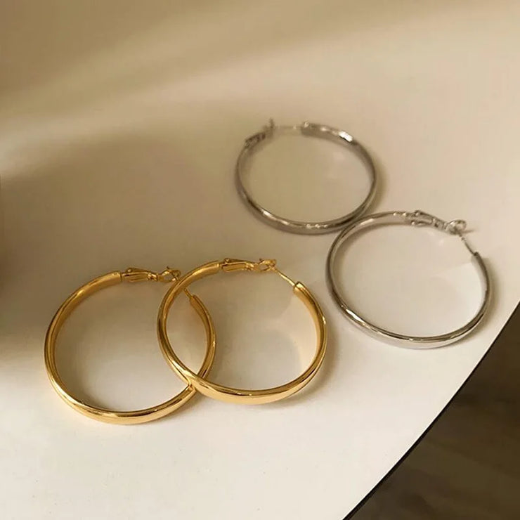 XIYANIKE French Unique Metal Circle Hoop Earrings For Women Lady Elegant Fashion New Trendy Jewelry Girl Gift Party aretes
