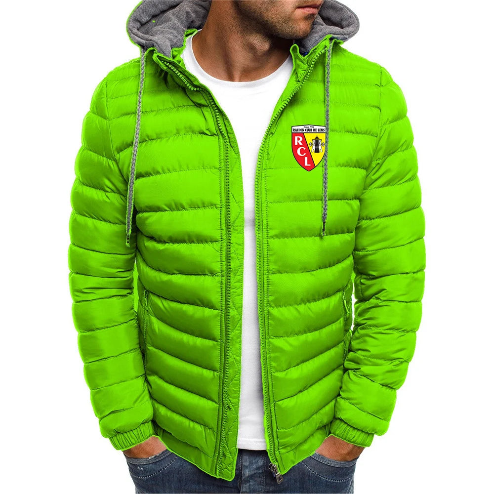 Euro Club Rc Lens Printed New Jacket Men Long Sleeve Outerwear Clothing Warm Coats Padded Thick Parka Slim Fit Windbreaker