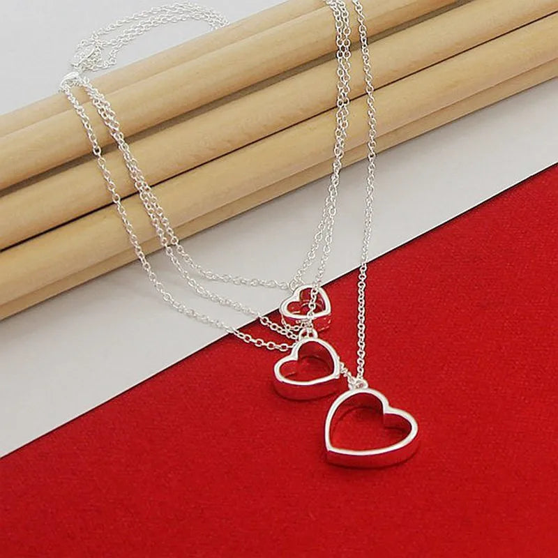 Conjunto de joyería de moda para mujer, de plata de ley 925, ideal como regalo de San Valentín, collar, pulsera y pendientes para novia o boda.