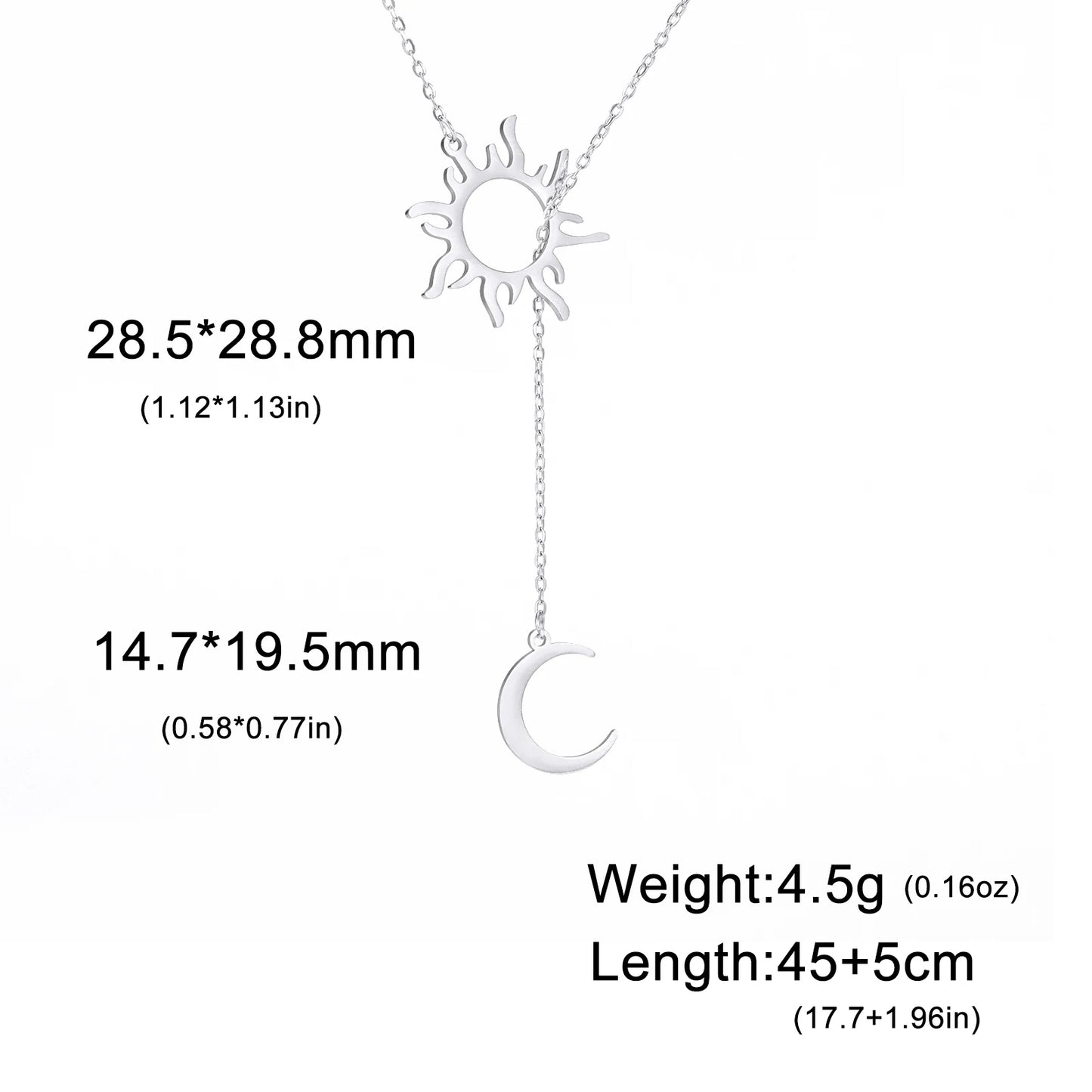 Lucktune Sun Moon Pendant Clavicle Chain Necklace Stainless Steel Bohemian Choker Necklace for Women Fashion New In Jewelry Gift