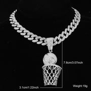 D&Z Basketball Pendant  With 13mm Rhinestones Miami Cuban Chain HipHop Iced Out Bling Necklaces Fashion Jewelry For Man Gift