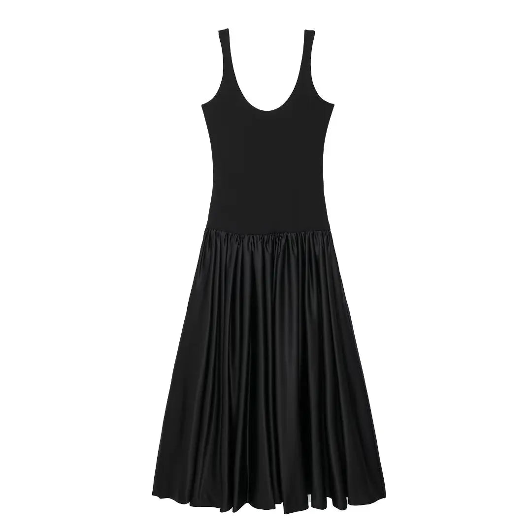 TRAF 2024 Pleated Long Dresses for Women Slip Corset Maxi Dress Woman Sexy Backless Prom Dresses Woman Wide Straps Dress Women