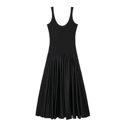 TRAF 2024 Pleated Long Dresses for Women Slip Corset Maxi Dress Woman Sexy Backless Prom Dresses Woman Wide Straps Dress Women