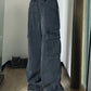 Autumn Women Harajuku Cargo Baggy Blue Jeans Streetwear Hip Hop Oversize Casual Wide Leg Vintage Demin Pants Y2k Loose Trousers