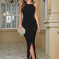 Women's Formal Evening Dress Bodycon Ruffle Hem Mermaid Split Cocktail Long Dresses Elegant Wedding Guest Dress