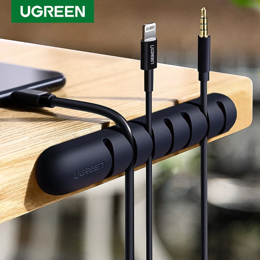 Organizador de cables Ugreen de silicona con clips flexibles para gestión de cables USB, para ratón, auriculares y auriculares.