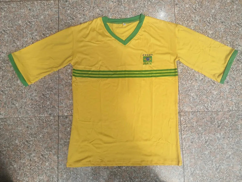 Camisetas de verano para mujer, camiseta amarilla bordada brasileña, informal, de manga media, holgada, Y2k, camisetas oversize para playa