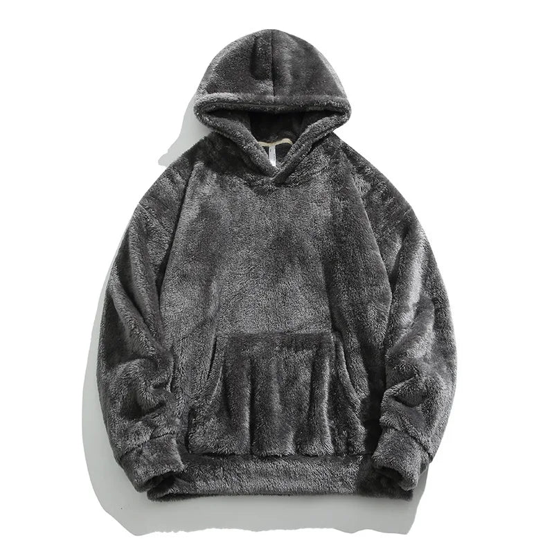 Autumn and Winter Vintage Warm Hooded Sweatshirt, Comfortable Top for Both Men and Women, Lazy and Loose Fitting Pullover Casual