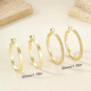 Fansilver S925 Silver Earrings 14K Gold Plated Large Hoop Earrings for Women Elegant Vintage Lightweight Thin Big Hoops Set