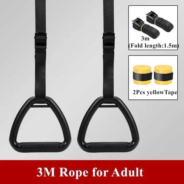 Gymnastic Rings Pull up Handle Rings with Adjustable Straps for Chlidren Adult Home Workouts Strength Training Fitness Equipment