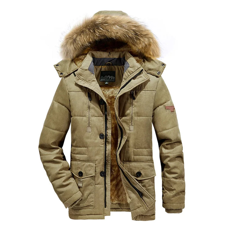 2024 Parka Outdoor Men's Winter Jacket Plus Velvet Thick Warm Multi Pocket Jackets Solid Parkas Male Coat Large Size Clothing