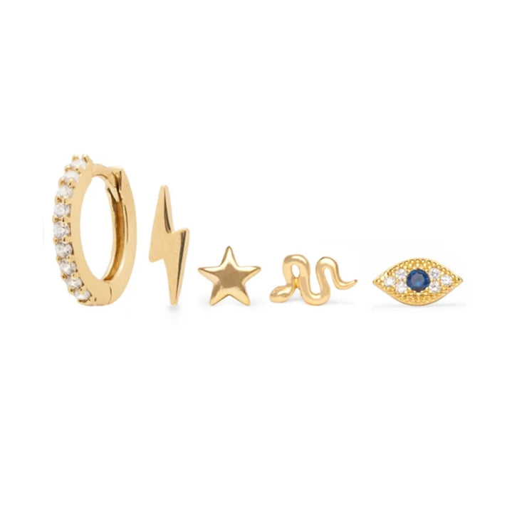 ROXI Ear Jewelry Set Moon Star Lightning Suit Earrings for Women Fashion Jewelrys Hoop Earring Piercing Pendientes Casual
