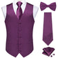 Chaleco de traje liso de satén negro con corbata y pajarita preatada, color morado, azul y verde salvia, para boda, para hombre, DiBanGu