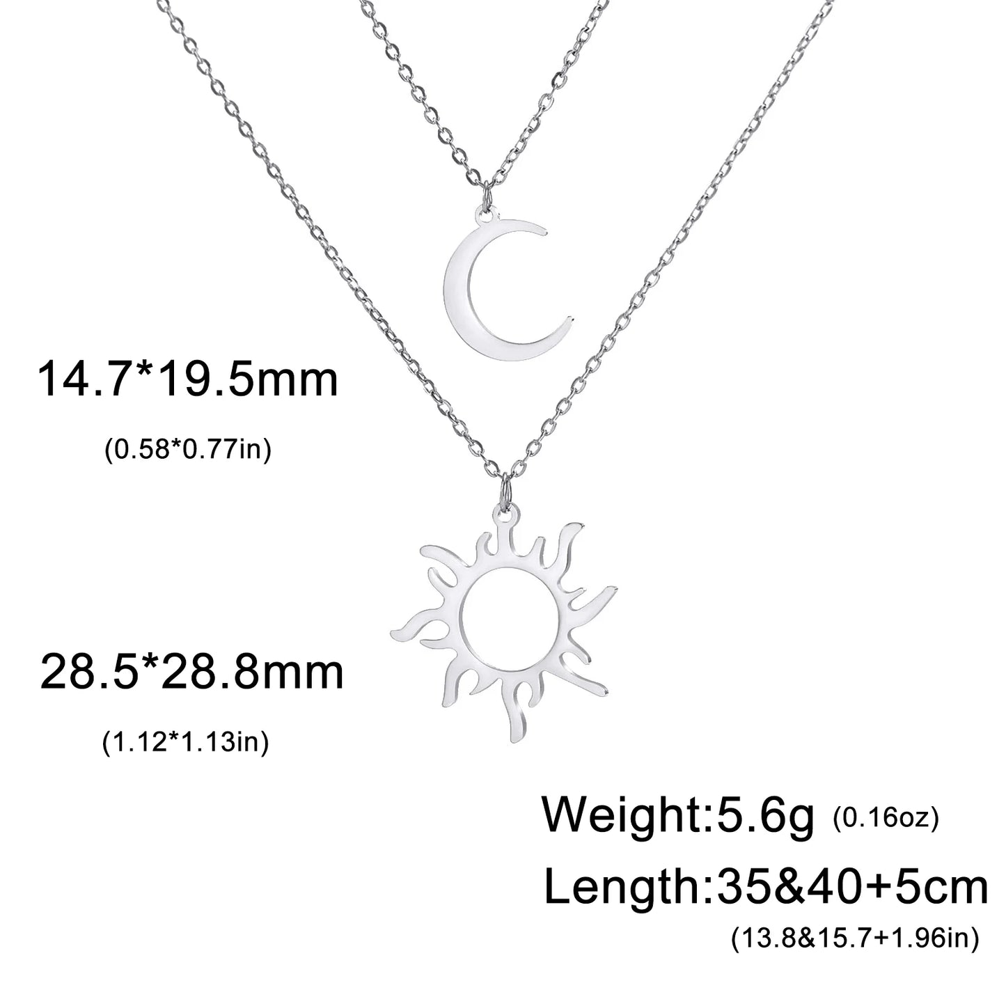 Lucktune Sun Moon Pendant Clavicle Chain Necklace Stainless Steel Bohemian Choker Necklace for Women Fashion New In Jewelry Gift
