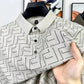 High quality ice silk short sleeve men's POLO shirt fashionable brand stripe design printed top breathable and No trace T-shirt