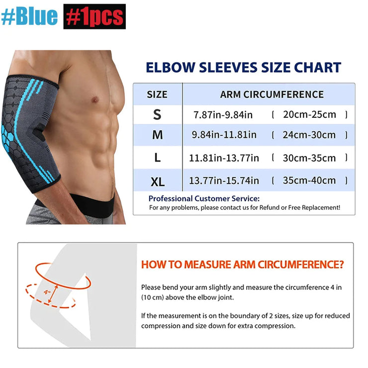 1Pcs Sports Elbow Support Brace Compression Sleeve Basketball Arm Sleeve for Tendonitis, Tennis Golf Elbow Reduce Joint Pain