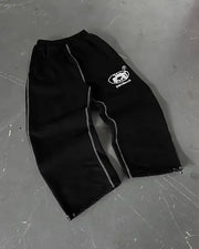 Streetwear Sweatpants Y2K Pants Harajuku Gothic Hip Hop Stripes Embroidery Baggy Casual Pants Womens Elastic Waist Jogging Pants