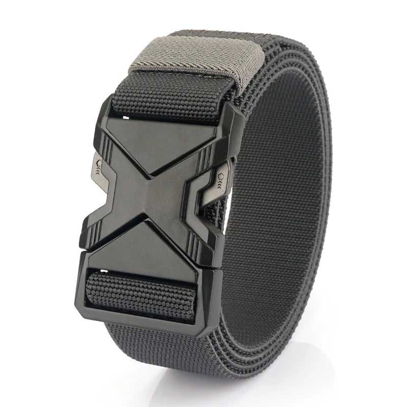 HSSEE New 105cm to 125cm Elastic Belt for Men Metal Buckle Quick Release Military Tactical Belt Soft Nylon Casual Belt Male