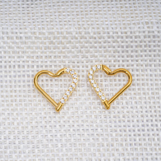 2PCS G23 Titanium Heart earring Piercing Jewelry Left/Right Heart Zircon Nose Ring Heart-shaped Circle Ear earrings womenm