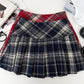 Fall Winter Plaid Pleated Skirt Womens Thick Woolen Red Tartan Mini Skirt Classic Saia Feminina Christmas Outfit