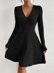 Autumn and Winter New Women's Knitted Slim Sexy Sheath Dress Waist Slimming Inside a Short Bag Hip Little Black Dress