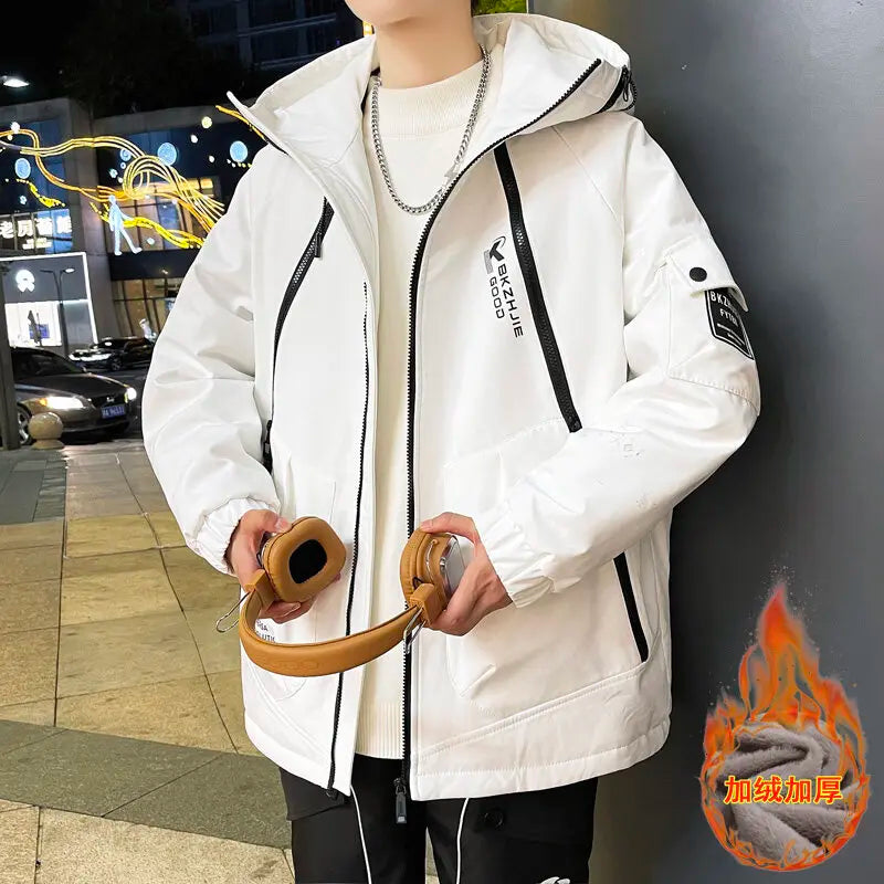2023 Winter Thicken Fleece Hooded Jackets Mens Waterproof Warm Coats Windbreaker Outwear Males Outdoor