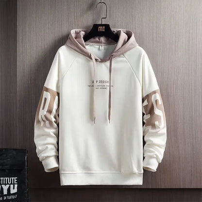Sudadera holgada con capucha y estampado de letras para hombre, chaqueta de manga larga con forro polar, estilo coreano, informal y a la moda, para otoño e invierno