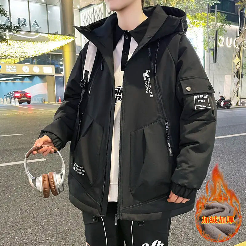 2023 Winter Thicken Fleece Hooded Jackets Mens Waterproof Warm Coats Windbreaker Outwear Males Outdoor