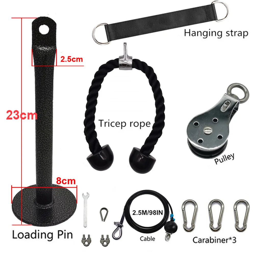 Système de poulie et câble de fitness à monter soi-même, accessoire de gymnastique réglable de 2,5 m, équipement d'entraînement pour les bras, les biceps, les triceps et les mains