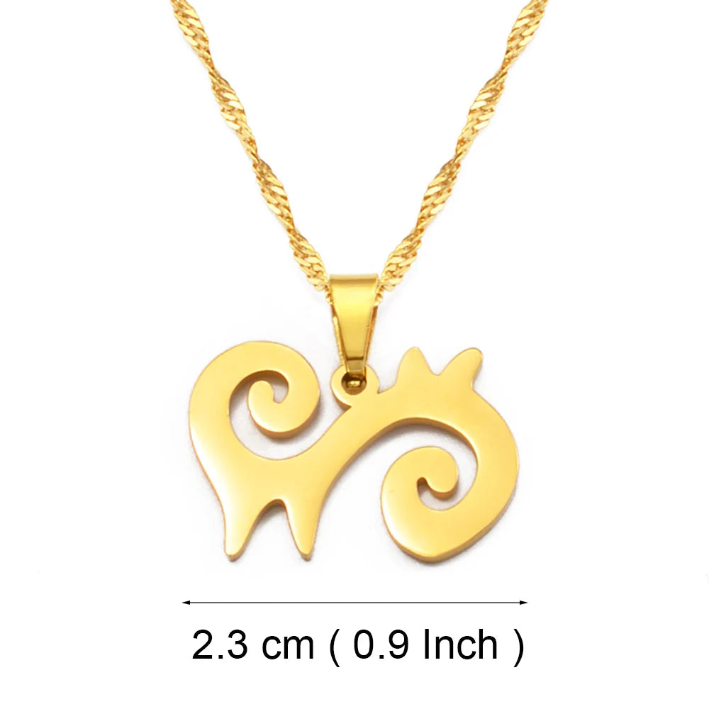 Anniyo African Symbol Pendant Necklaces Gold Color/Silver Color Ghanaian Gye Ethnic Jewelry Traditional Accessories #125321