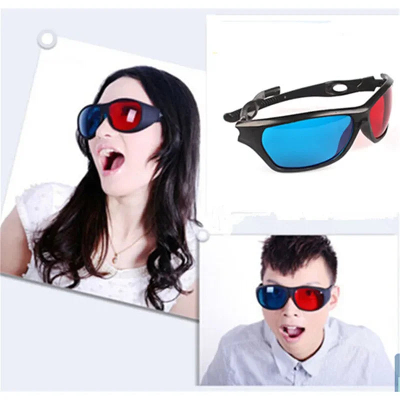 Universal 3D Plastic Glasses Red Blue Black Frame For Dimensional Anaglyph TV Movie DVD Game