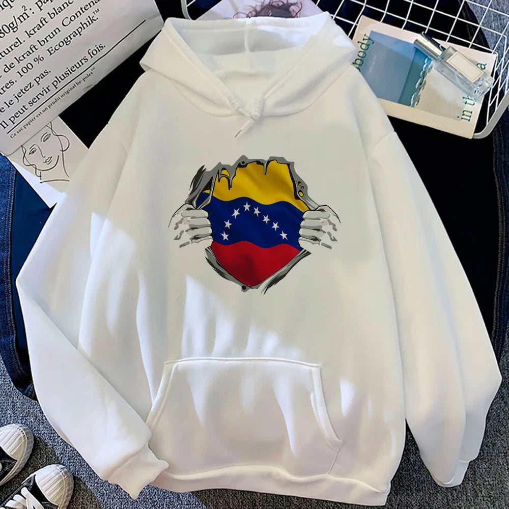 Sudadera con capucha venezolana para mujer, estilo gótico con gráficos de anime Y2K, ropa japonesa para mujer