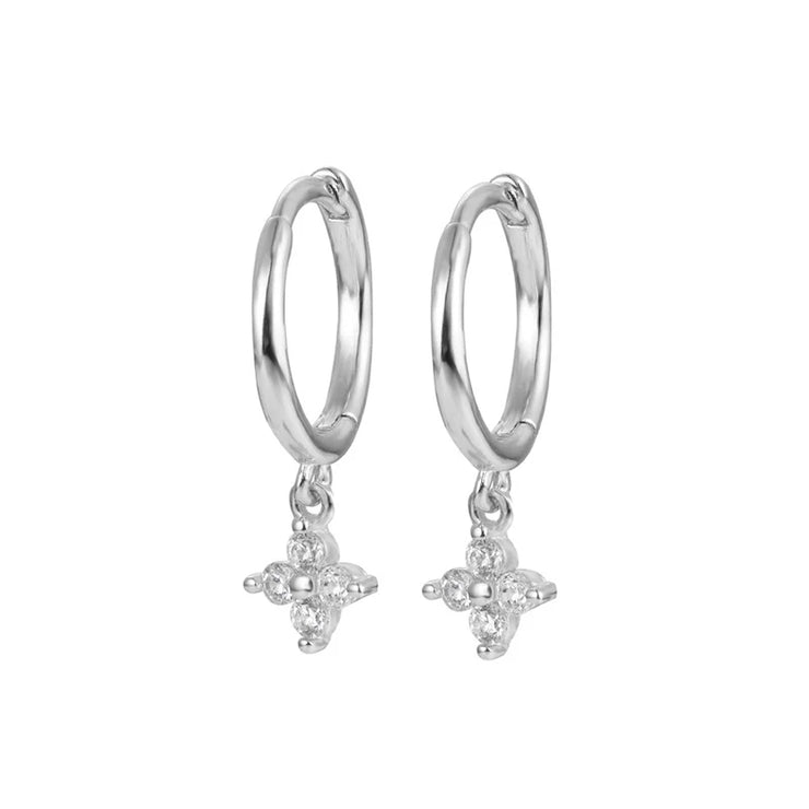 2023 New Fashion Stainless Steel Flower Small Hoop Earrings Women Korean Crystal Zirconia Cartilage Earrings Piercing Jewelry